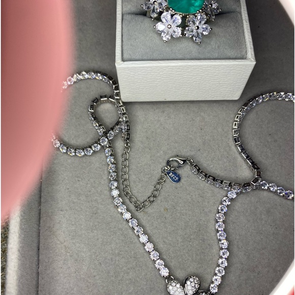 S925 huge Paraiba Tourmaline flower bridal jewelry set - Picture 8 of 16